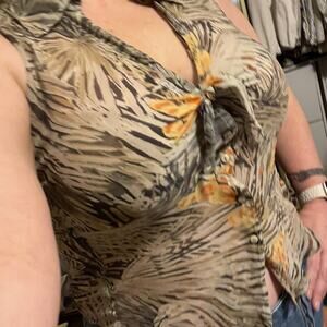 Vintage ICE Womens Top Large Silk Fairy Grunge Floral Y2K Tank 90s